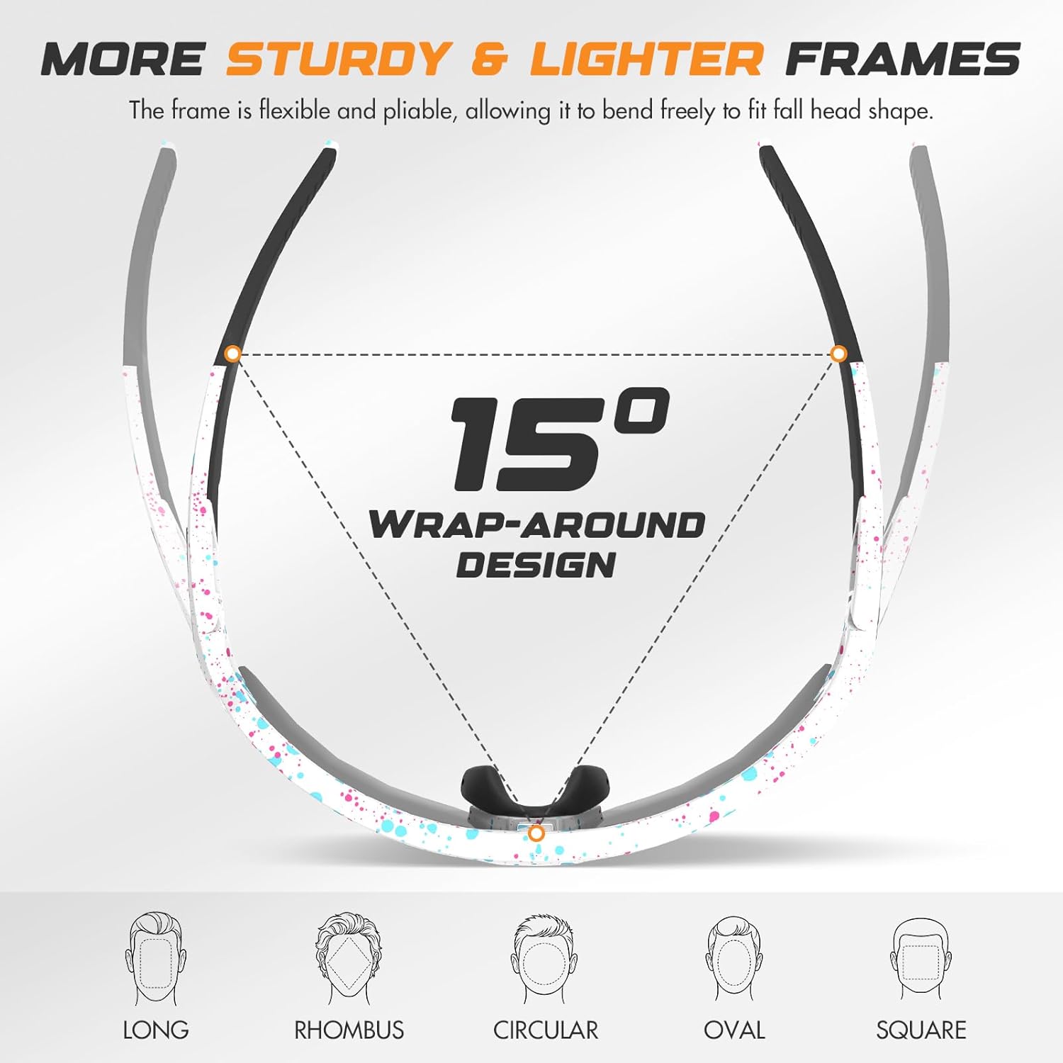 BangLong Sports Sunglasses - UV Protection TR90 Frame Cycling Glasses for Running Driving Fishing Baseball Bike