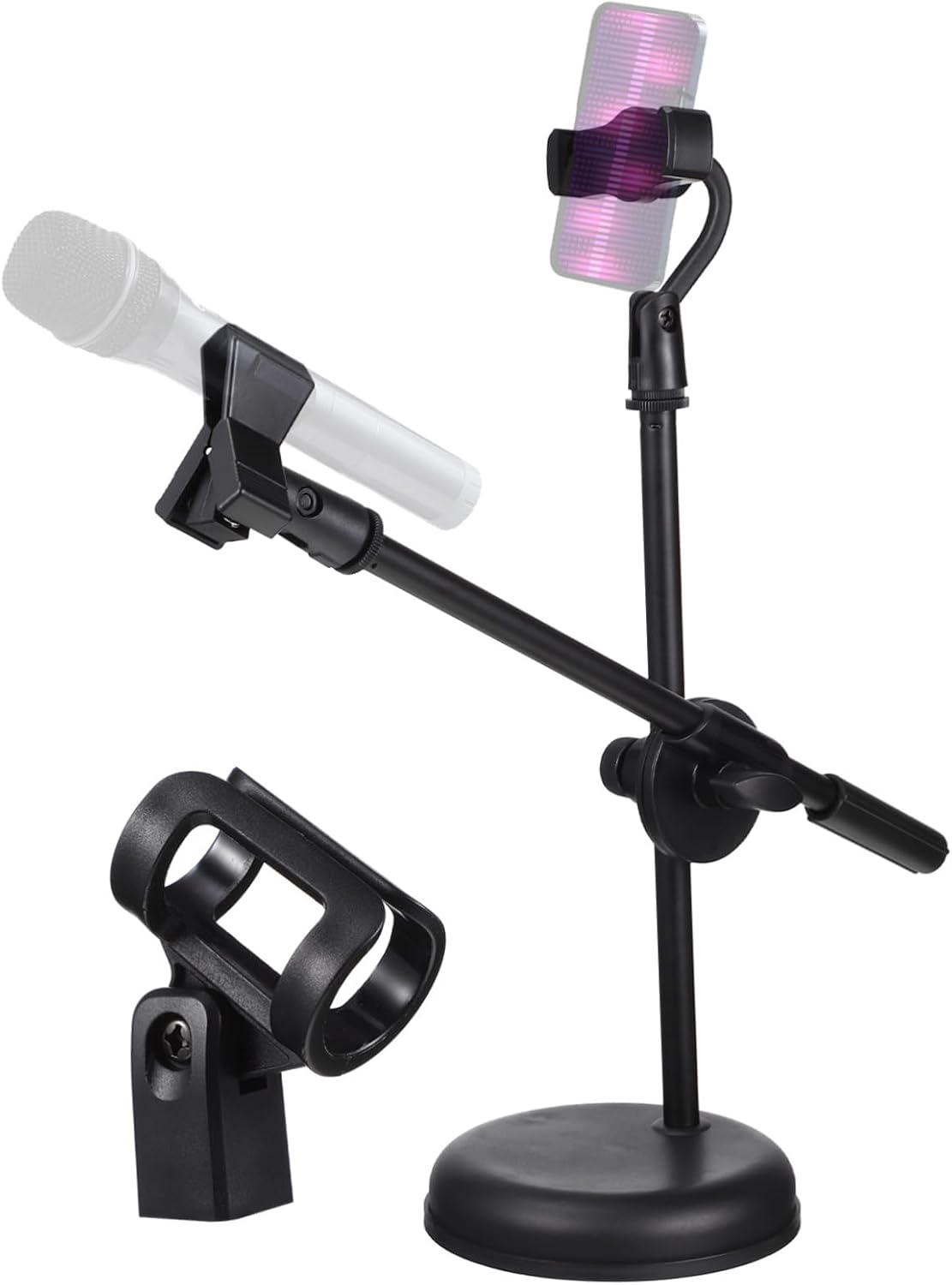 BESTonZON Mic Stand Desk Microphone Boom -clip Telescopic for Podcasting Recording