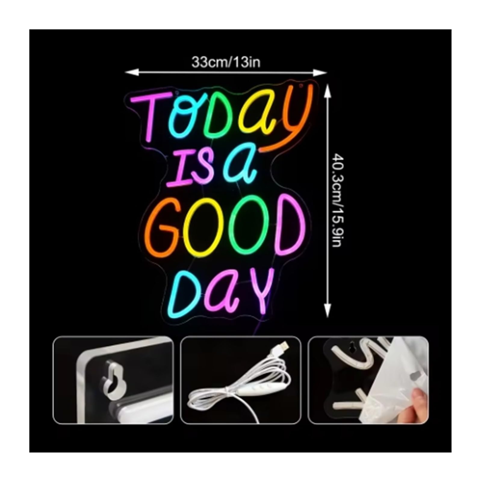 XENITE Luces Art Decoration Christmas Letrero De Neón Con Alimentación Por USB Today Is A Good DayPara Decoración De Pared De Sala De Estar, Fiesta, Cafetería, Oficina, Bar,40cmх33cm