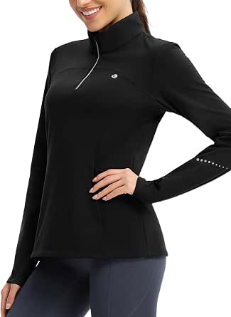 BALEAF Women's Fleece Quarter-Zip Running Jacket