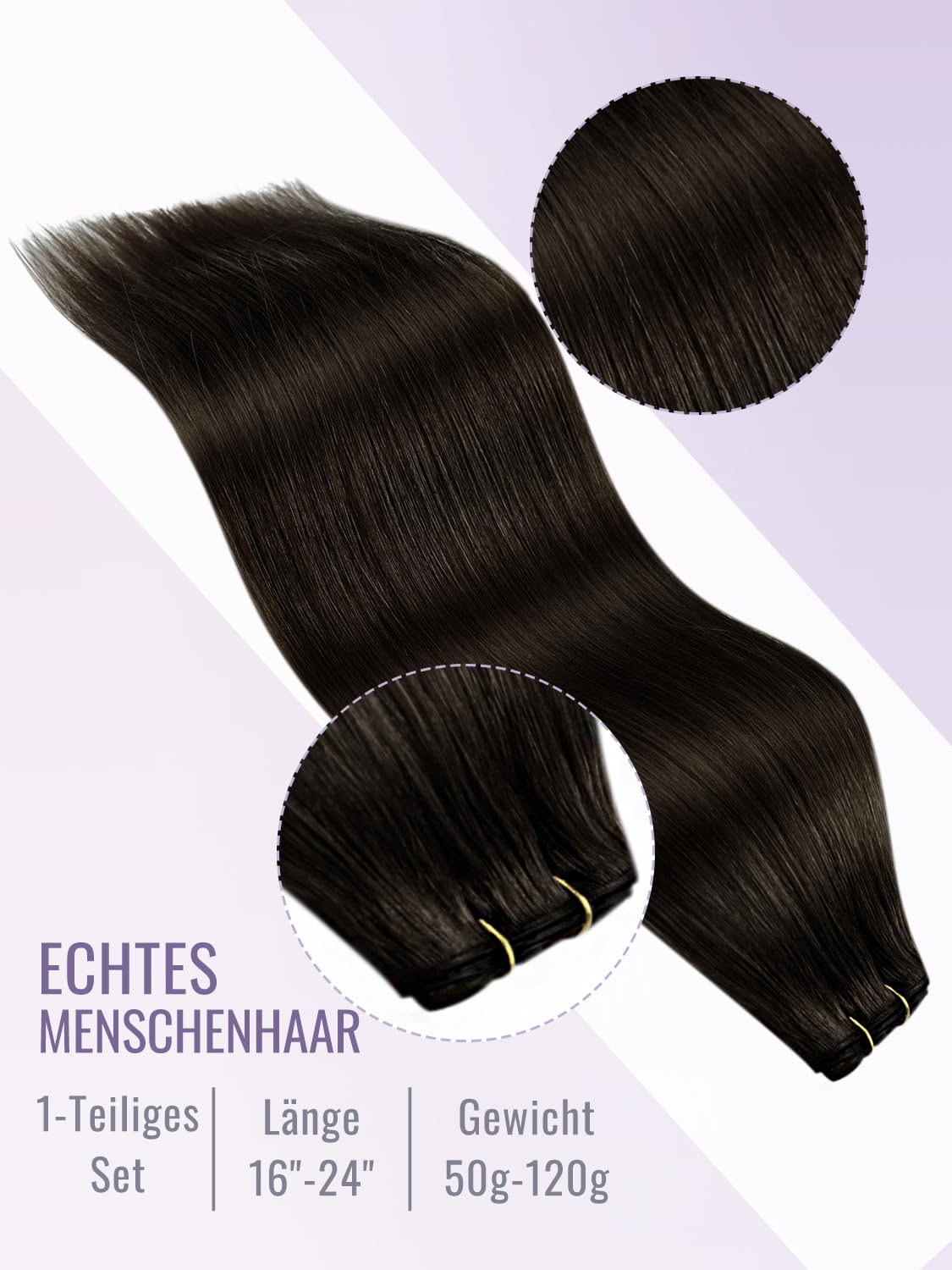 Fshine Echthaar Tressen Dunkelbraun 40cm 80g Butterfly Weft Extensions | Butterfly Tressen Echthaar, PU Hybridbasis, doppelseitiges Design, verdeckte Microringe, vorgefertigte Öffnungen