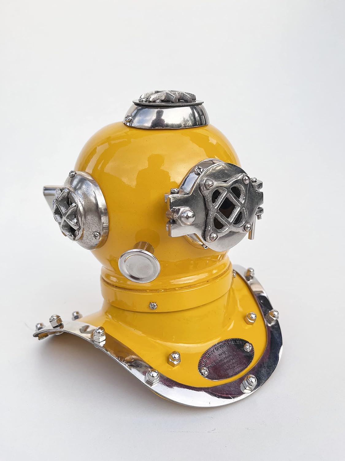 Mini casco de buceo amarillo US Navy Mark V Casco de buceo náutico Deep Diver Hekmet 15.2 cm Tabla a artículo