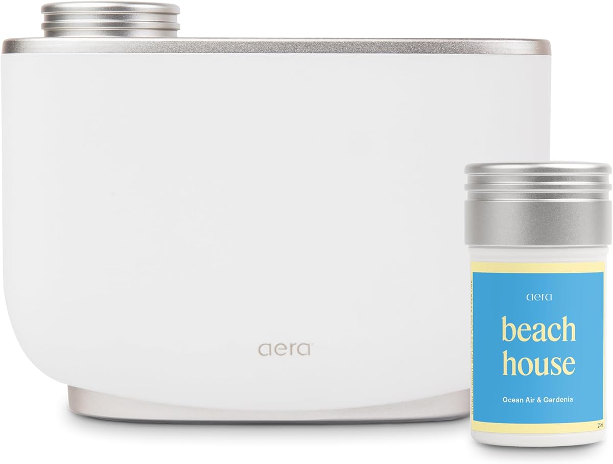 Kit básico de difusor de aceite esencial enchufable sin agua Aera - Casa de playa | Control Alexa, aplicación Wi-Fi, diseñado para habitaciones grandes, máquina de aromas de fragancias para el hogar de lujo, incluye 1 cápsula