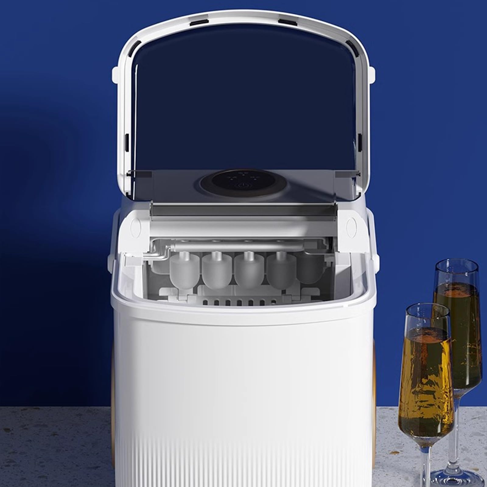 Máquina para fabricar hielo sobre encimera Máquina for hacer hielo comercial, 15kg, pequeño dormitorio, hogar, Mini estudiante, máquina for hacer cubitos de hielo redondos completamente automática Máq