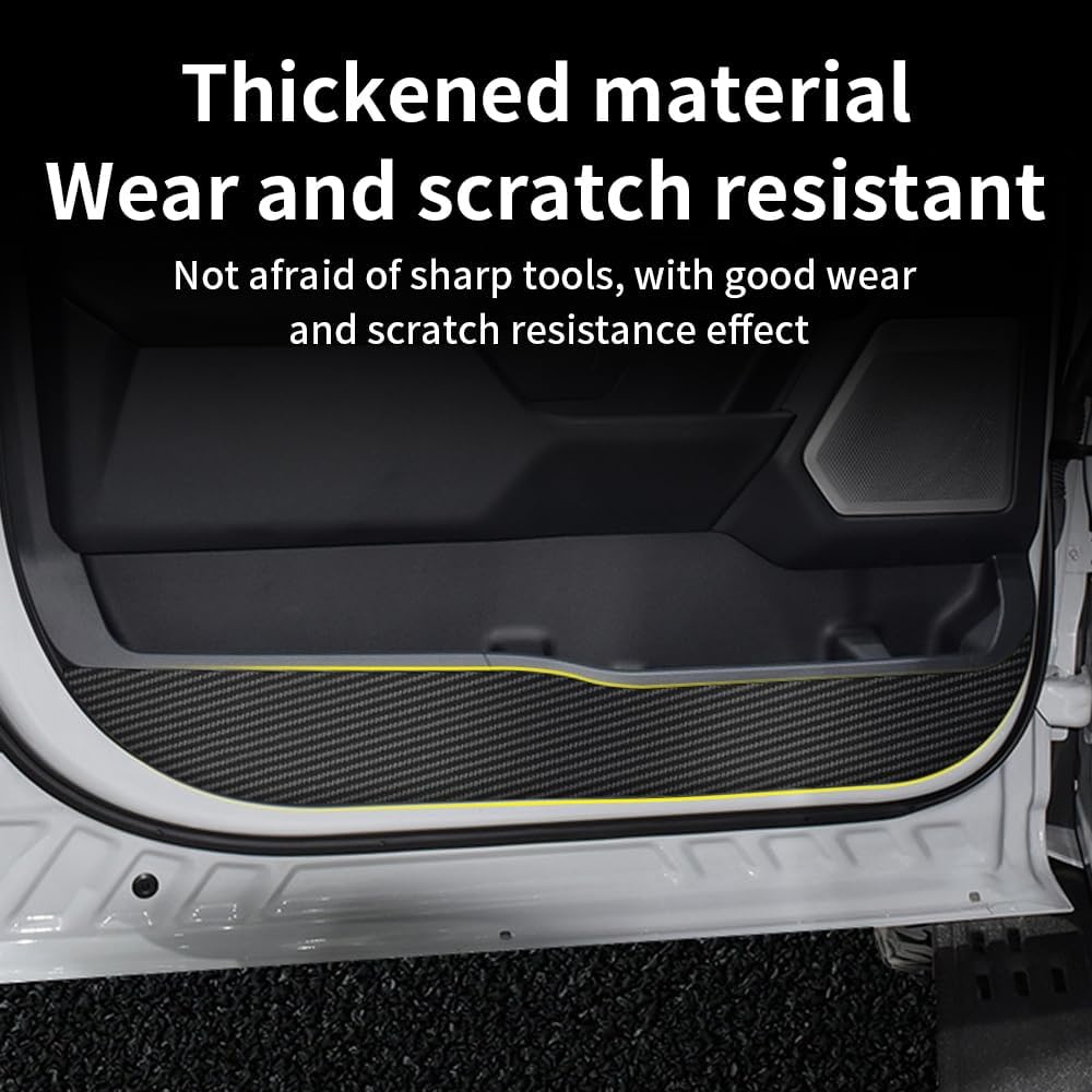Car Door Anti Kick Pad for Ford F-150 F150 2021 2022 2023 2024 2025 Lightning Accessories Carbon Fiber Style Leather Sticker Door Sill Protector Cover Edge Guard Side Mat Interior Decoration Dirty