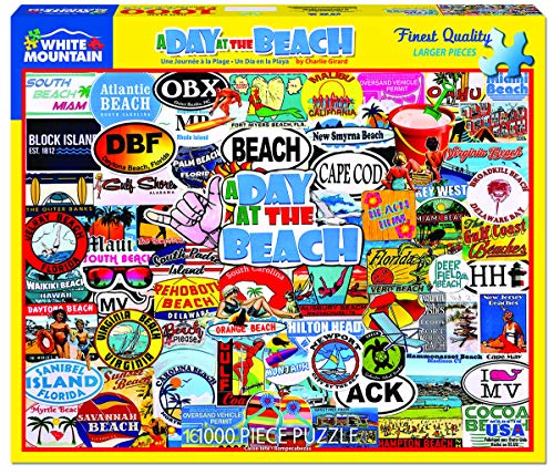 White Mountain Puzzles A Day at the Beach 1000 Piece Jigsaw