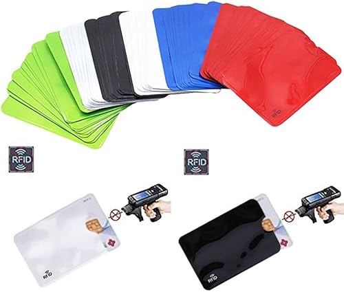 JUMISEE Paquete de 60 fundas holográficas de bloqueo RFID, tarjetero de bloqueo de banco, cartera antirladrón, funda protectora para tarjetas