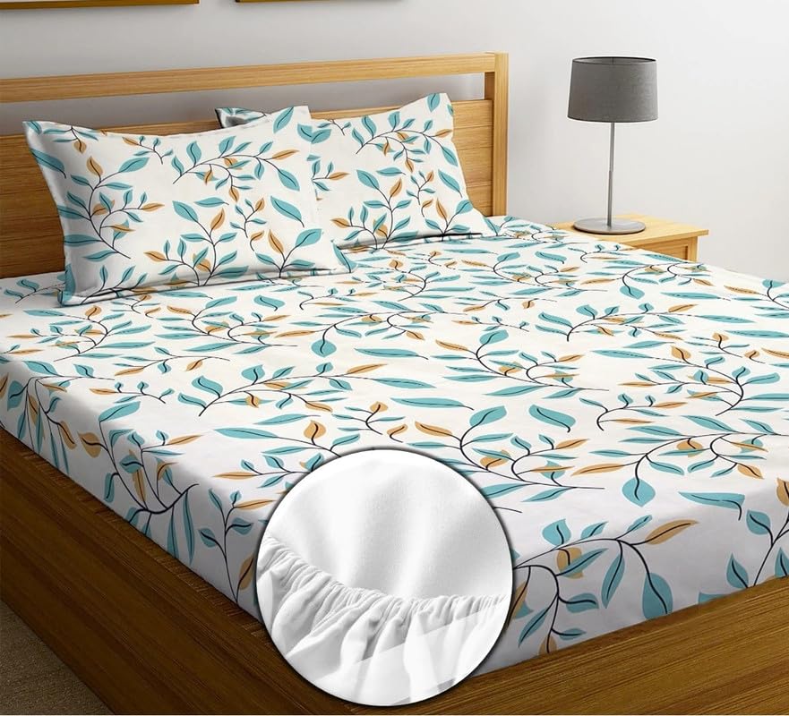 See full amazon price history chart for NEW LEAF Premium Cotton 210Tc Elastic Fitted Bedsheets With 2 Pillow Covers|Double/King Bed With All Around Elastic Wrinklefree Supersoft Breathable|Size-78 X72+8 Inches|Floral,White & Green,210 TC NEW LEAF Premium Cotton 210Tc Elastic Fitted Bedsheets With 2 Pillow Covers|Double/King Bed With All Around Elastic Wrinklefree Supersoft Breathable|Size-78 X72+8 Inches|Floral,White & Green,210 TC (B0D3CXLX4P) Amazon Price History, Amazon Price Tracker