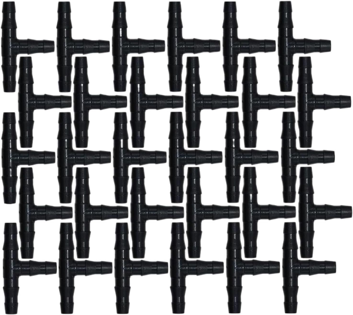 50PCS 1/4 Inch Drip Irrigation Tee Connectors, Barbed T Fittings for 4/7mm Tubing, Garden Watering Hose Joints(SPL11-008-20PCS)