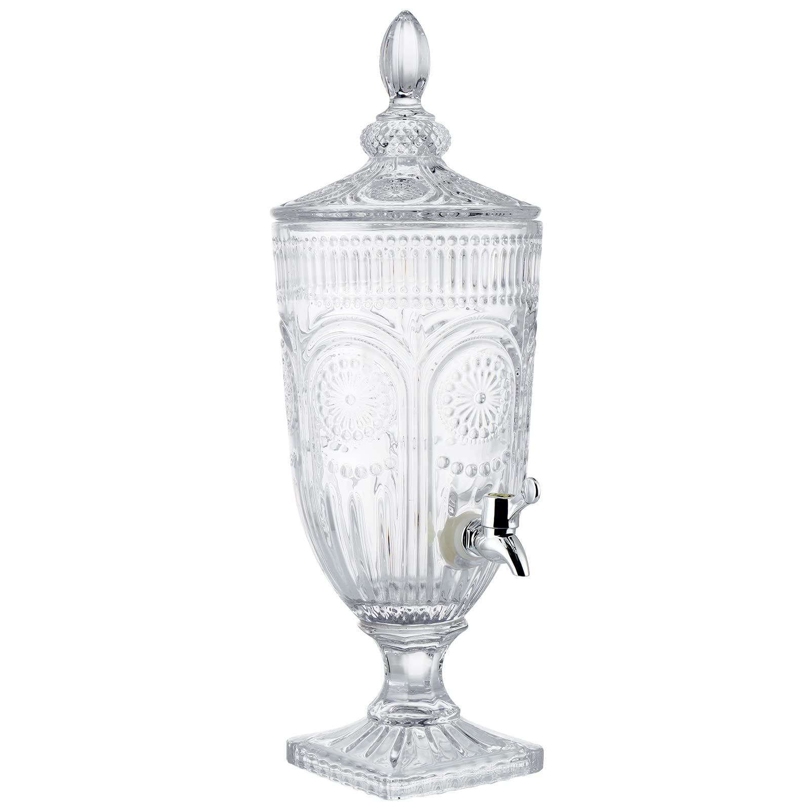 Dispensador de Bebidas con Grifo 3L - con Tapa de Cristal y Grifo sin Fugas - dispensador de Bebidas de 0,8 galones - Agua Jugo Vino Sangria - para Fiestas, Bares