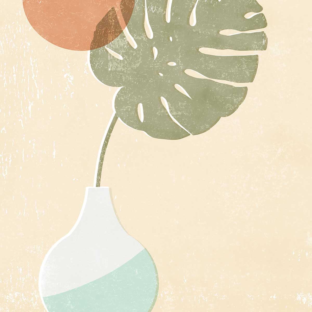 Affiche Monstera blush - Made in France - Affiche sous cadre bois 30x45