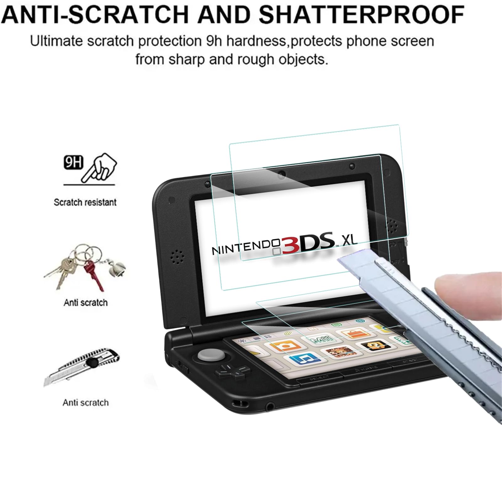 MEMELOKA Verre Trempé pour Nintendo 3DS XL/3DS LL, 2+2 Pièces 9H Dureté [Anti-Rayures][Sans Bulles][Haute Définition] Protection Écran