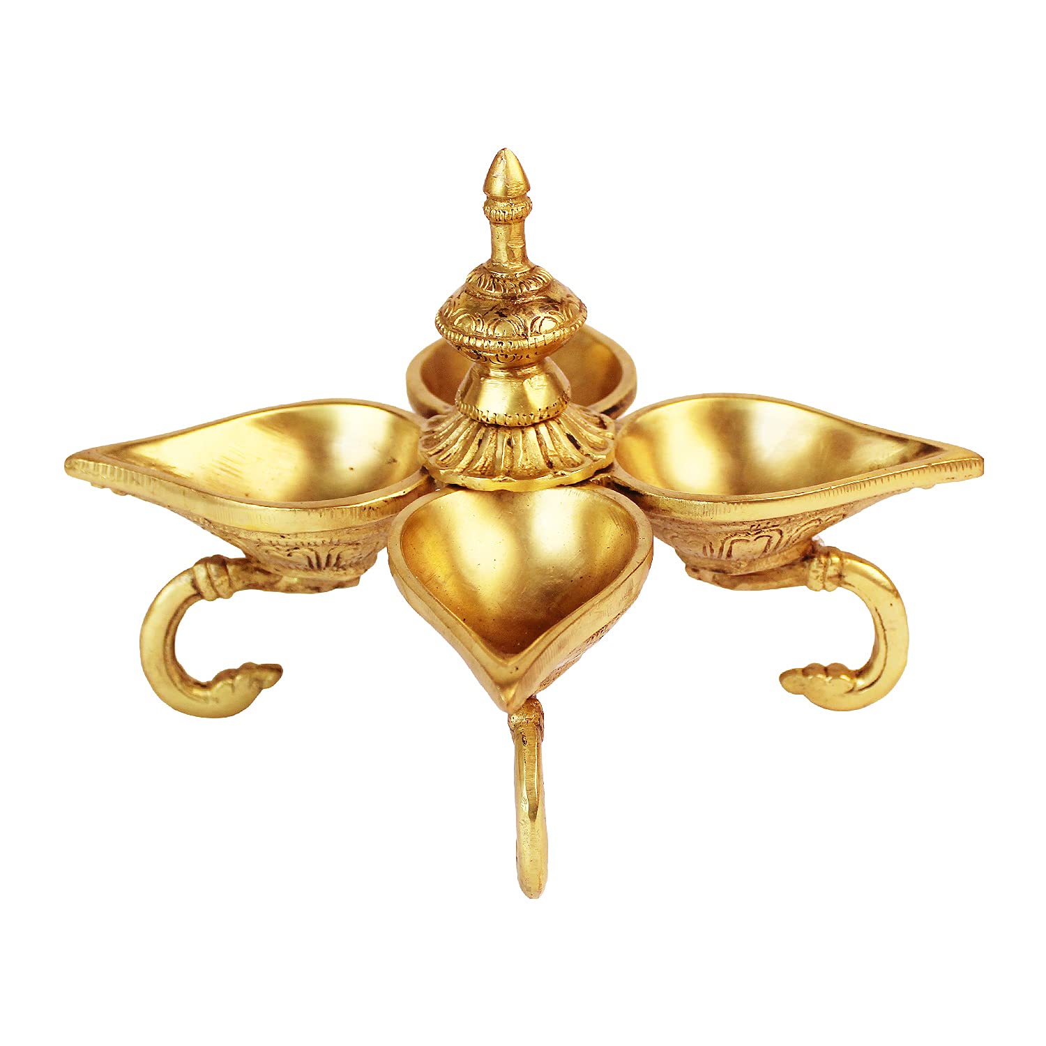 ARTVARKO Brass Ethnic Traditional Oil Lamp Arti Deepam Burner Aarti Deepak Pooja Akhand Diya for Puja Room Oil Lamp Home Mandir Temple Decoration Item Gold Color 8 Inch