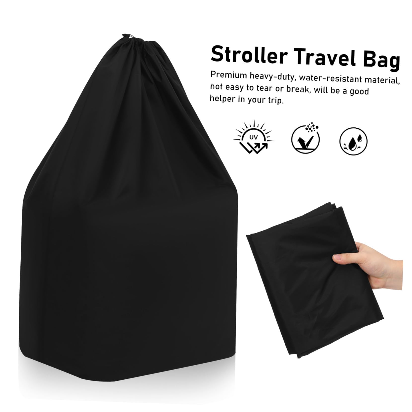 Borsa Doppia Tracolla in Nylon da Viaggio per Passeggino Nero e Chiusura Regolabile Leggera e Resistente per Viaggi in Aereo e Spostamenti Comodi