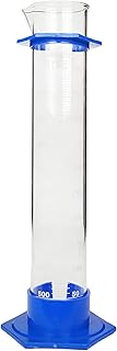 GSC International CTP500-6 Glass Graduated Cylinder with Plastic Hex Base and Bumper Guard, 500ml, 6 Pack