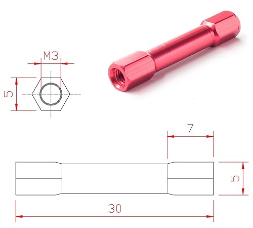Miniatura 6 de 12 piezas de aleación de aluminio hexagonal M3 x 1.378in, columna de pilar separador para drones de carreras, FPV, cuadricóptero, multirotores,
