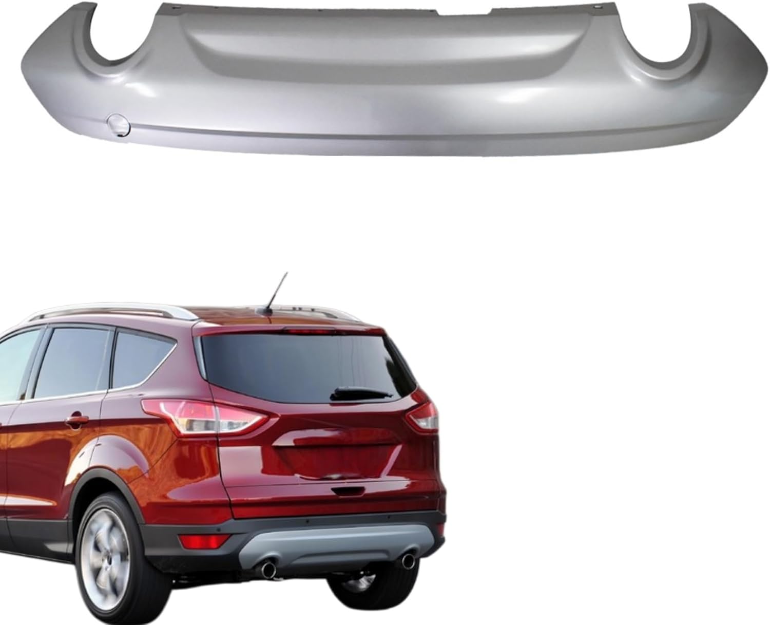 labwork Silver Rear Lower Bumper Cover Replacement for Escape 2013 2014 2015 2016 2017 Titanium SEL CJ5Z17K83BA FO1195128