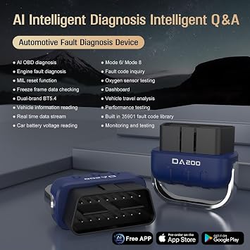 OBD2 Scanner Bluetooth AI Auto Diagnostic Tool Check Engine Car Code Reader for iOS & Android Exclusive APP Clear Error Code Data Reset Wireless Diagnostic Scanner for All OBD-II Vehicles