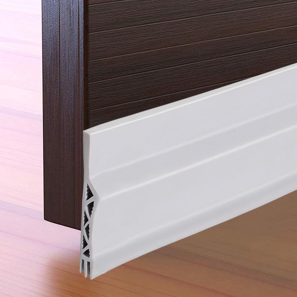 Draft Stopper for Under Doors,Self-Adhesive Draught Excluder Strip Blocker,Cuttable Door Bottom Draft Seal,Soundproof Weather Stripping for Preventing Bugs (Grey)