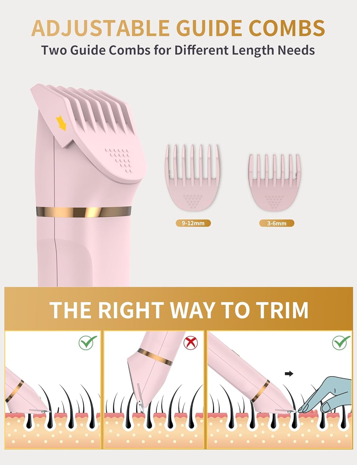 Bikini Trimmer - Afeitadora eléctrica de bikini para mujer, color rosa compacto