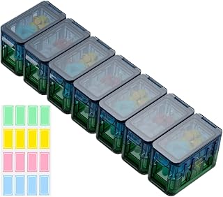 Medicine Pill Organizer Travel, Airtight Pill Sorter, Anti-Moisture Airtight Medication Divider for Workplace Refrigerator Car Handbag Hospital Kids Senior Elderly