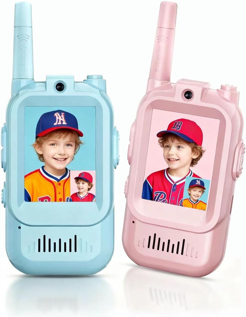 Video Walkie Talkie Toys for Age 3-12 Boys Girls, 2 Packs Walkie Talkies with 4 Voice Effects,Birthday Gifts for Kids Indoor Outdoor Camping