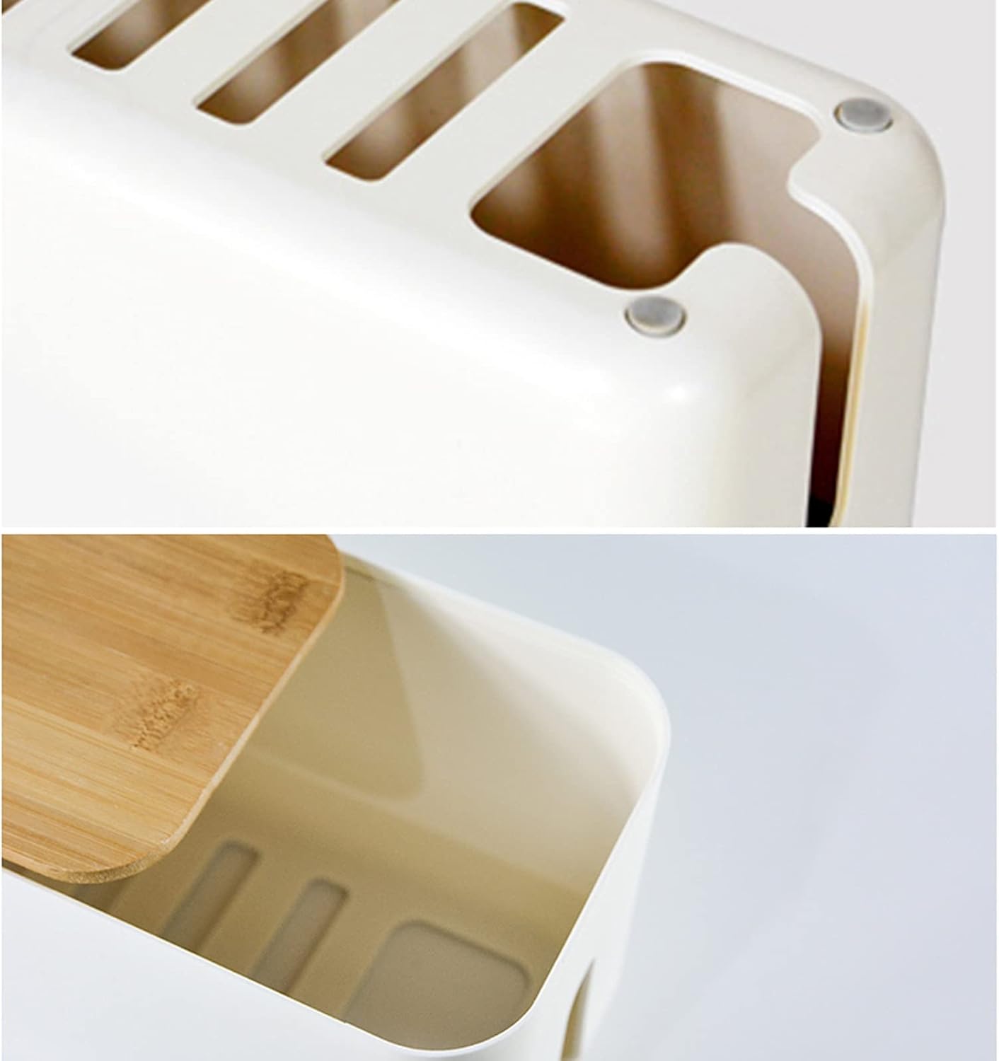 Cable Management Box Desktop Cord Hider Box to Hide Surge Protector Cover on Desk Gold Floor Power Strips Gold Surge Protectors with Bamboo Cover Cable Cords Organizer Boxes