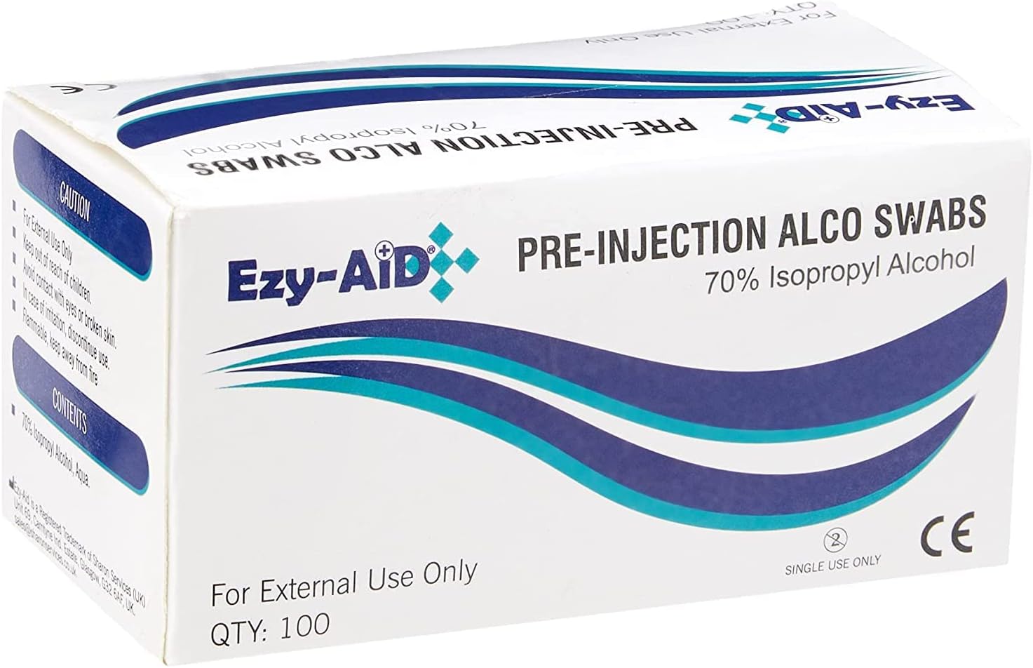 Universal EZ-Aid Pre-injection Alco Swabs, 30 mm x 60 mm, 45gsm, Pack of 100