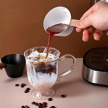 304 Stainless Steel Espresso Measuring Cup, Scale Shot Glass with V-Shaped Pour Spout, Wide Mouth Coffee Cup Home Barista, 1 Pack