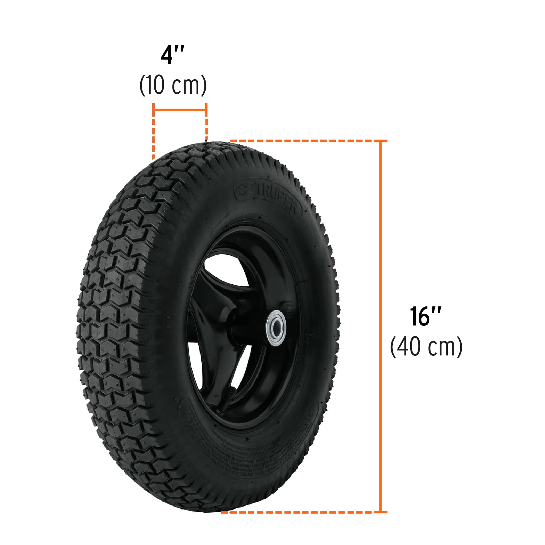 TRUPER CAT-60PL - Carriola in plastica, 1,8 m, pneumatico Knobby 40,6 x 10,2 cm