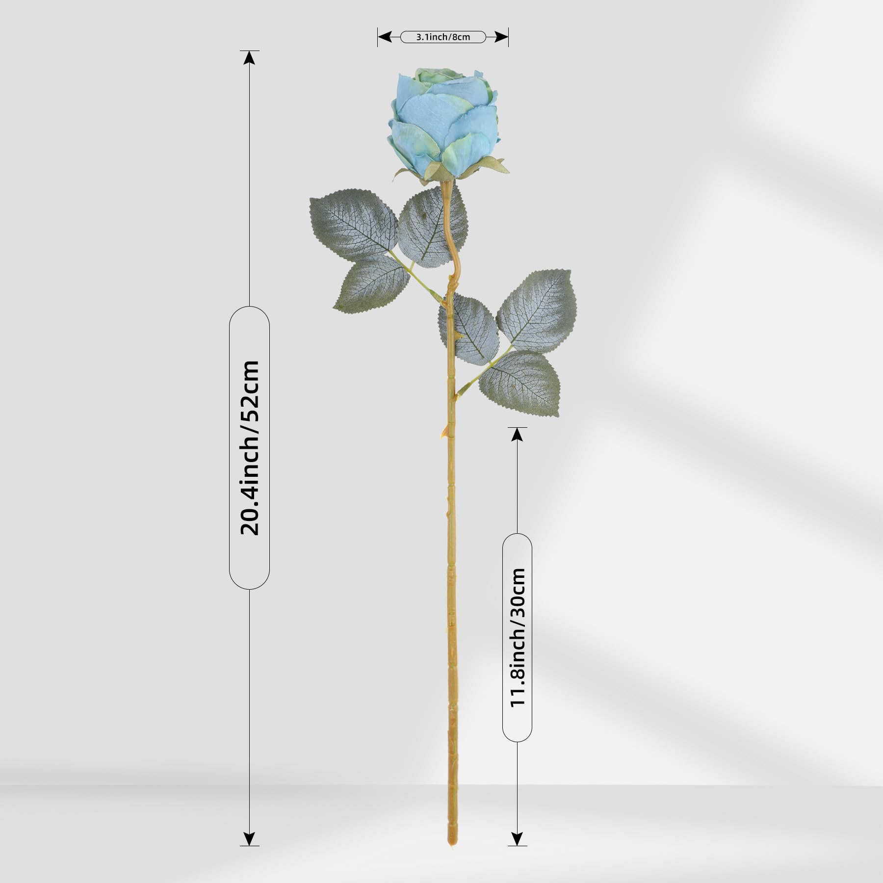 Kisflower 10 Pcs Artificial Rose Blue Flower,20" in Tall Single Rose Long Stem,Silk Blossom Fake Flower Realistic for Table Office Party Wedding Home Decor(Blue,10pcs) - Image 2