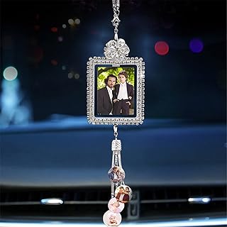 Ornements De Rétroviseur De Voiture Cadre Photo Suspendu Pour Voiture Personnalisé Avec 6 Images Ornements En Acrylique De Voiture Décoration De Voiture Cadeau D'Anniversaire De Noël