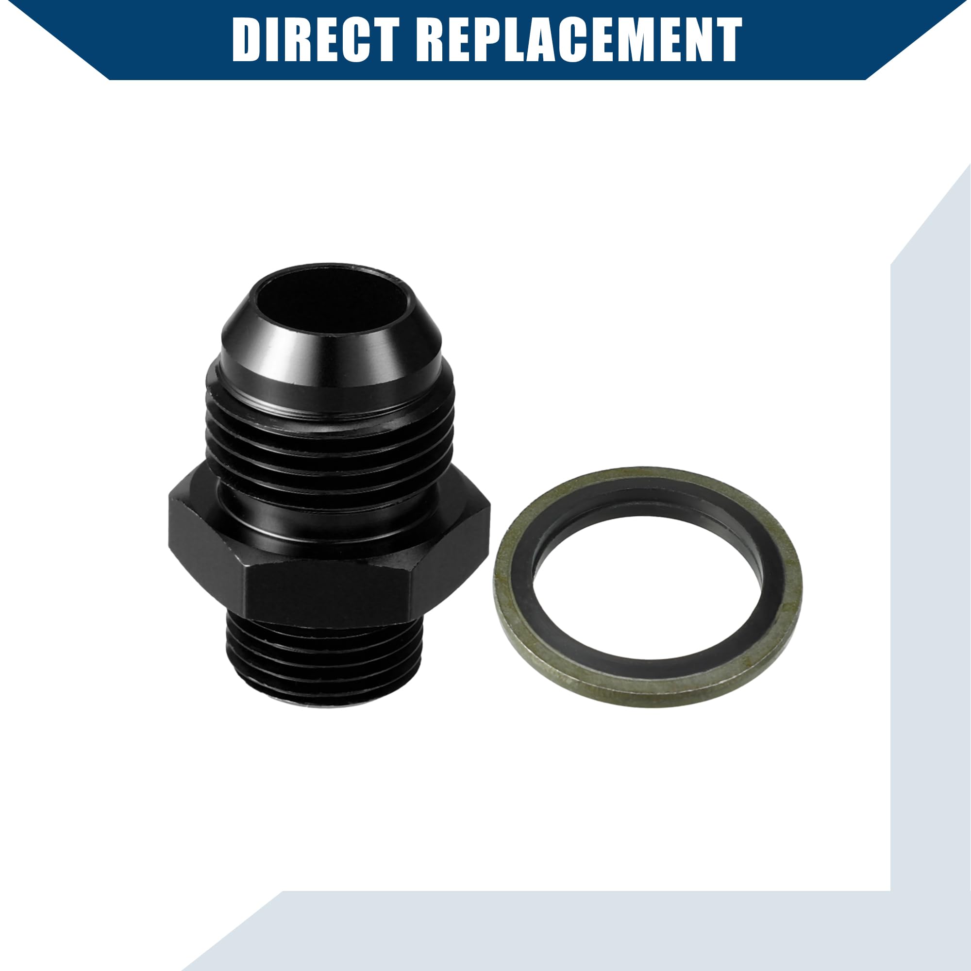 Raccordo carburante con guarnizione Adattatore maschio per linea carburante interna per auto Adattatore maschio metrico M18x1.5 in lega di alluminio resistente a 10AN / 1 set nero