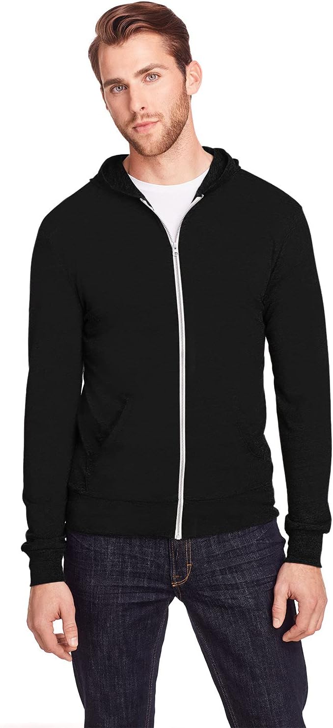 Unisex Triblend Full-Zip Light Hoodie XL Solid BLK Trblnd,302Z