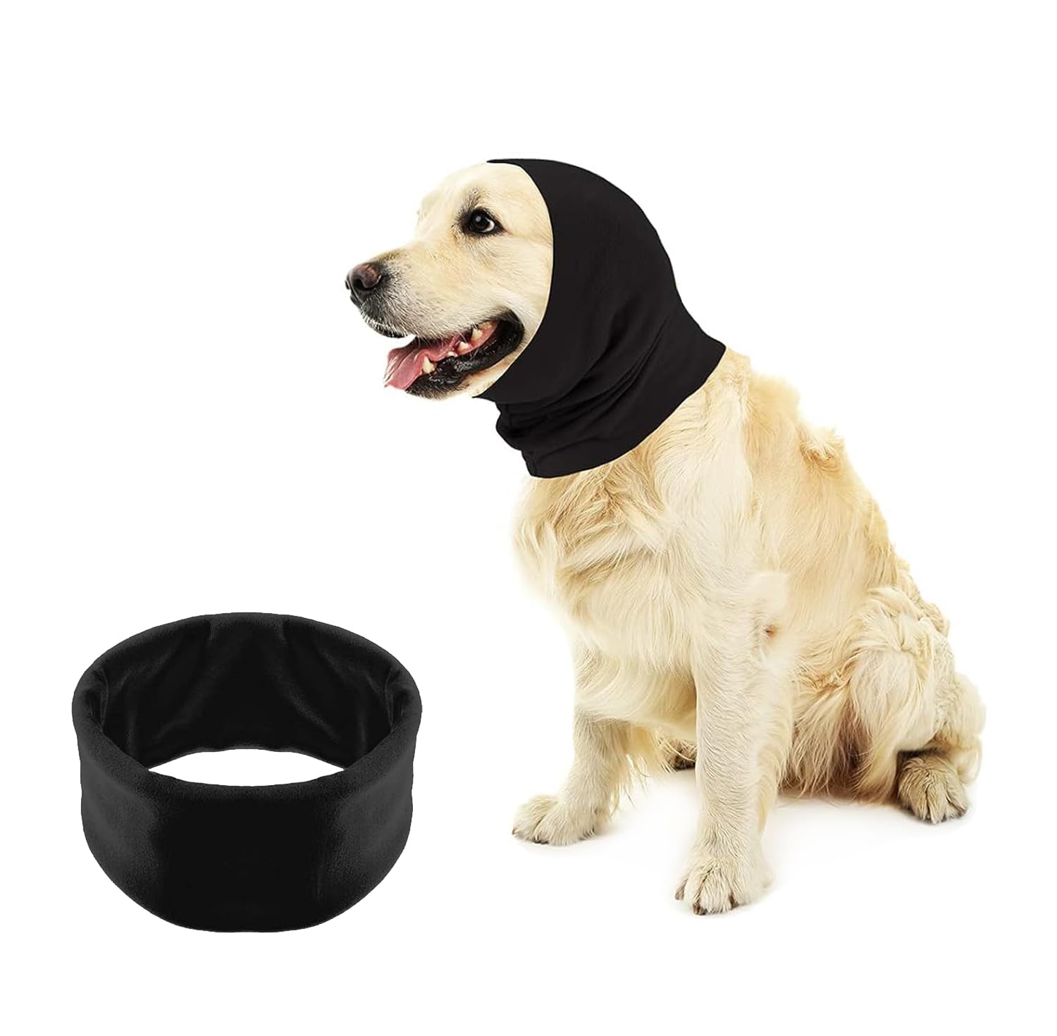 DELIFUR Windproof Dog Earmuff Hat - Regular Flannelette Dog Earmuffs Reduce the Impact of Noise and Wind on Your Dog Comfortable for Small Dogs Medium Dog and Large Dog (Black, Large)