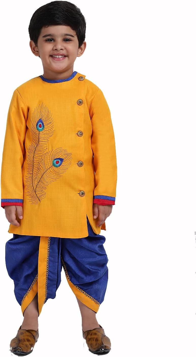 AHHAAAA Kids Ethnic Cotton Kurta and Dhoti Pant Set for Boys