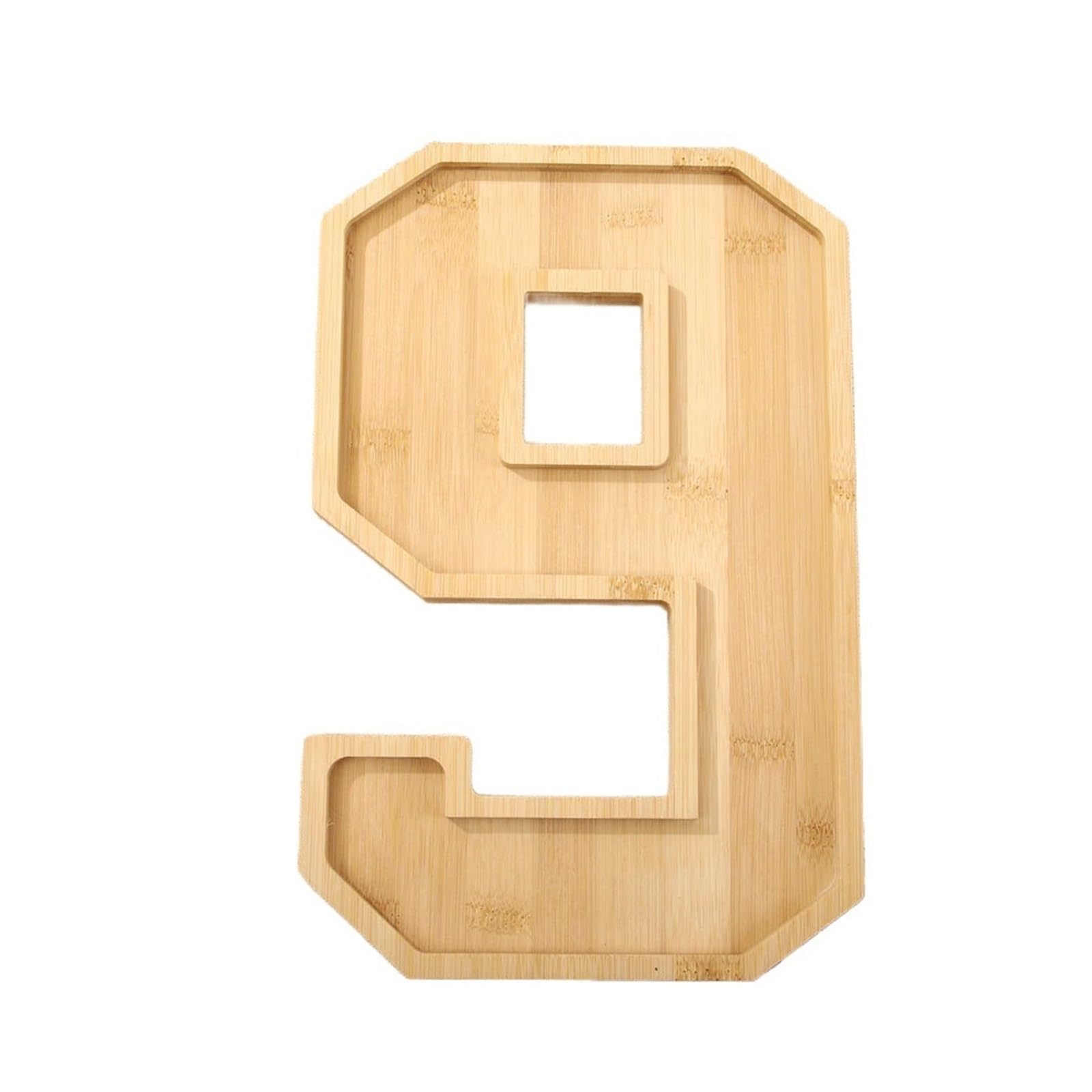 Fillable Cardboard Number Box Creative Large Wooden Number Charcuterie Board Fillable Decorative Wood Serving Tray Practical Food for Home(Number 9)