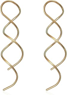Spiral Threader Stud Earrings for Women Handmade Twisted Spiral Stainless Steel Drop Dangle Earrings Jewelry Gift