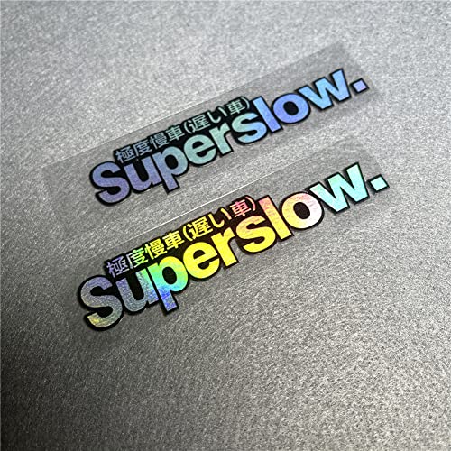 Image of Car Styling Sticker for Japanese Superslow Snail Creative Words Auto Oil Tank Window Body Vinyl Computer Case Motocross Decals (L 10x2.5cm Laser 2PCS)