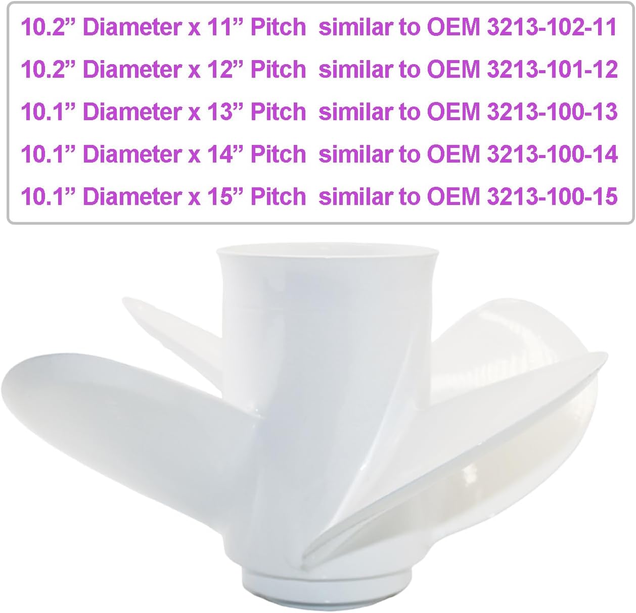Aluminum Outboard Propeller, 10 Tooth Spline, 4 Blades, Compatible with Yamaha 20HP F20 25HP F25 30HP Outboard Engines, 3.00" Gearcase