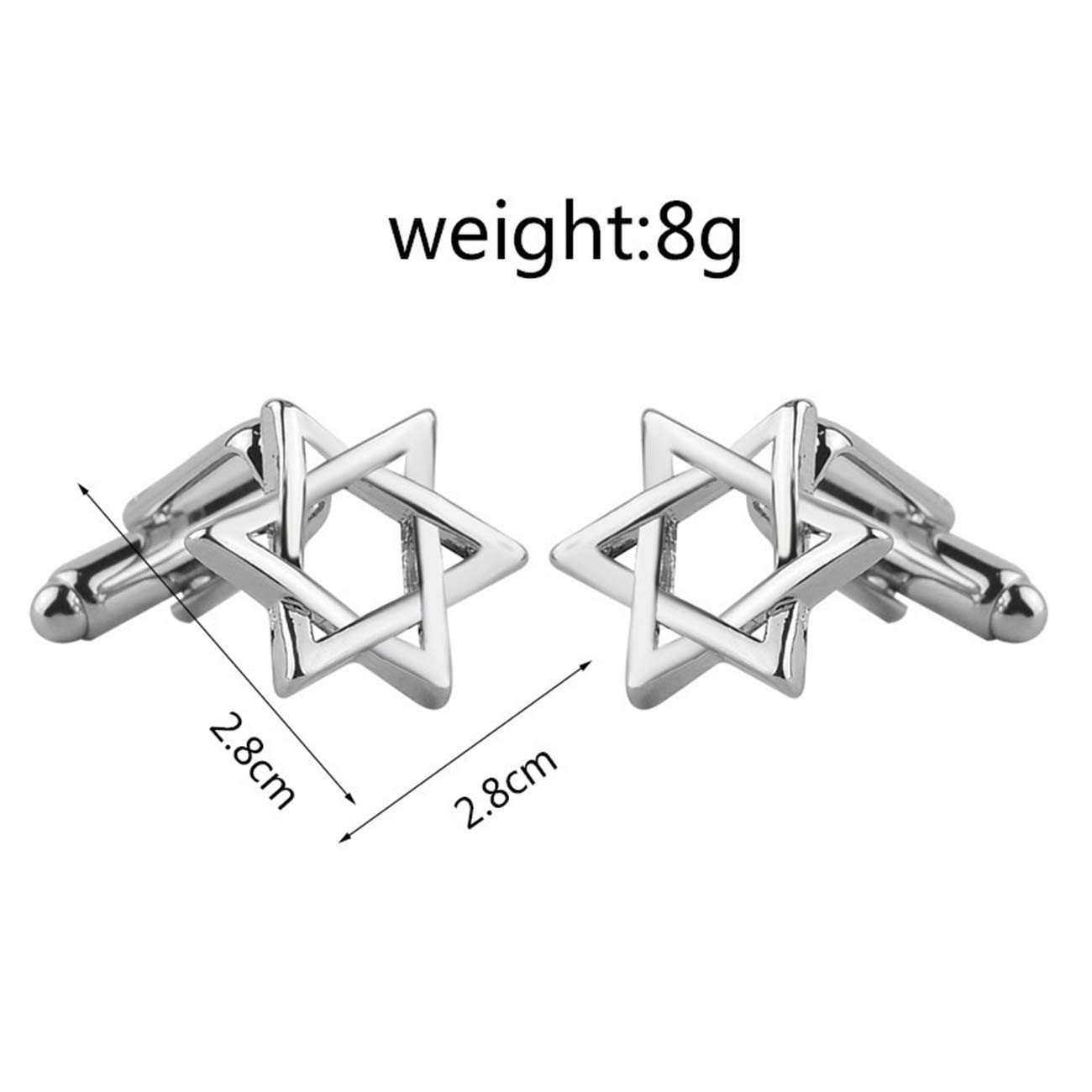 A Pair Cufflinks for Men, for Wedding, for Business Hexagonal Star Shape