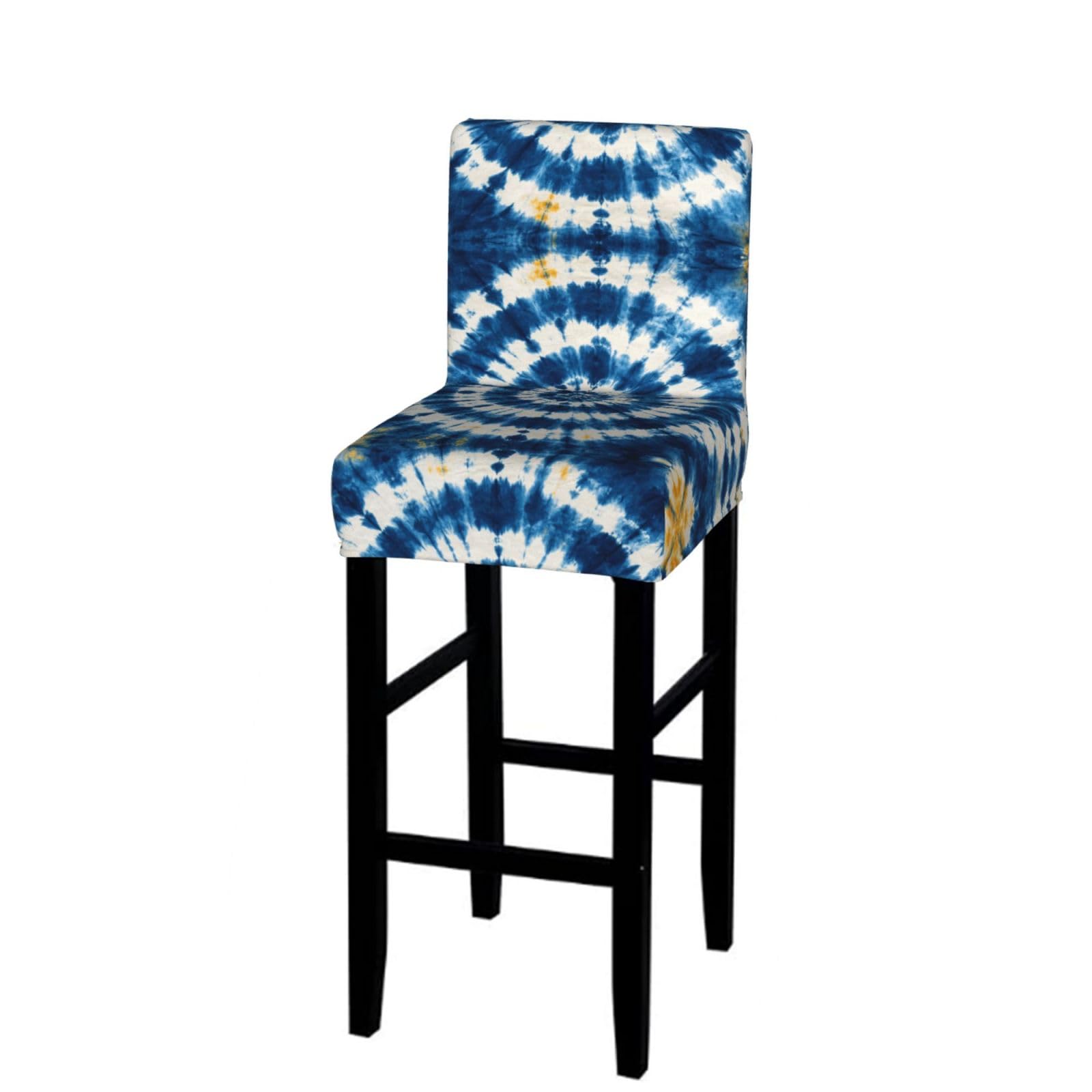 CNTDBU Indigo Tie Dye Bar Stool Cover-Stretchy Chair Slipcover for Kitchen