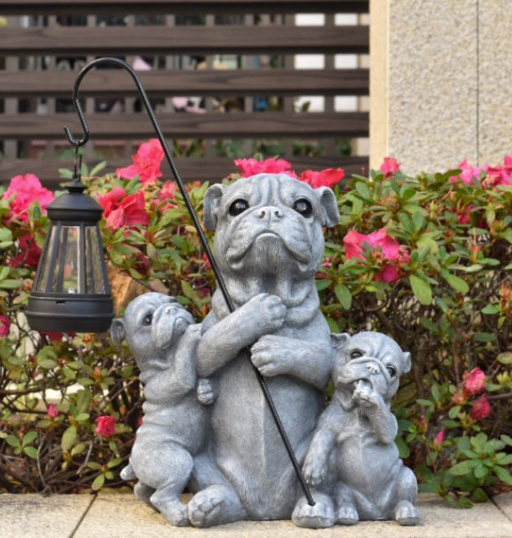 Luce solare della statua del cane per la decorazione del patio