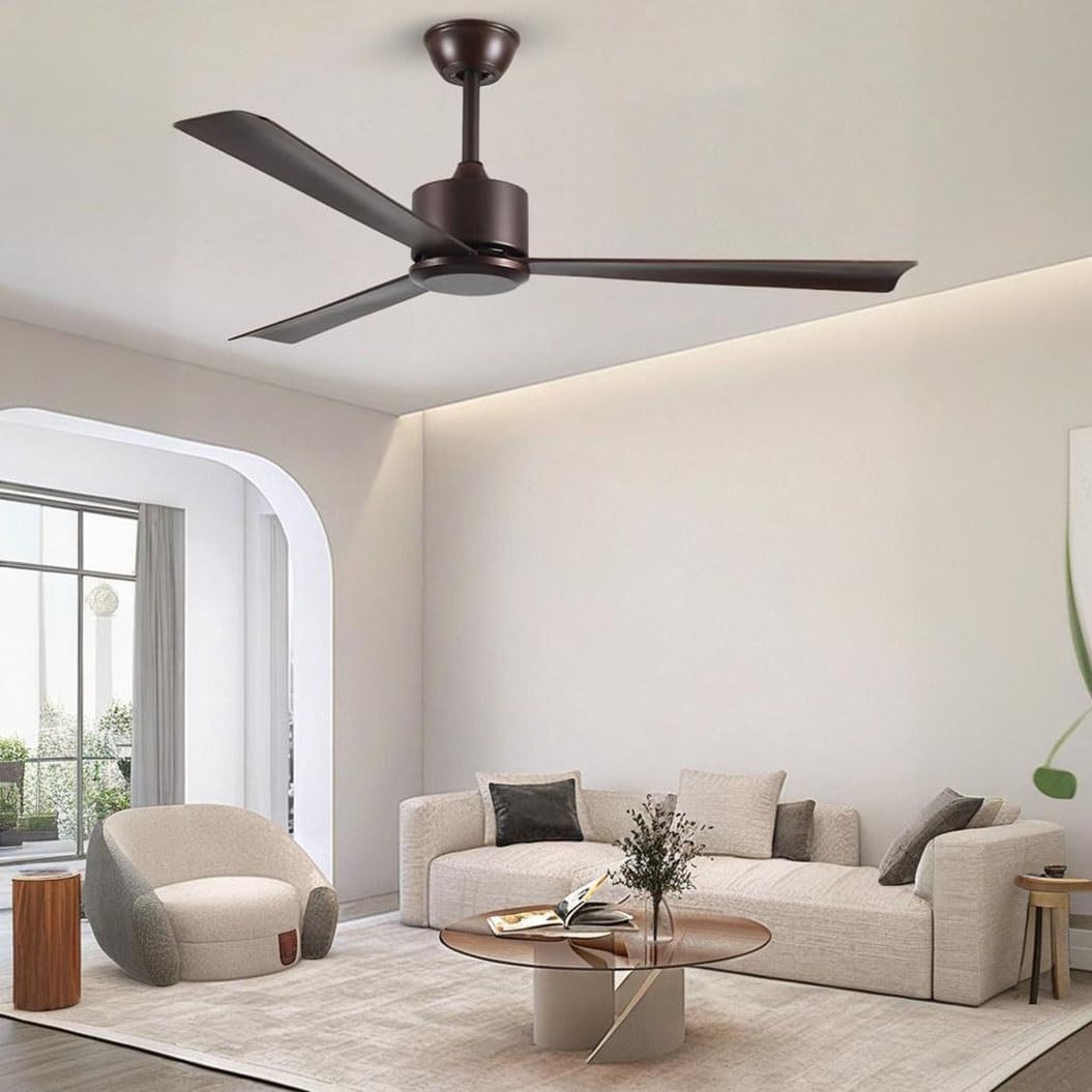 Ventilatore da Soffitto con 3 Pale Senza Luce, Telecomando, 6 velocità, Ventilatore Silenzioso Reversibile - Montaggio A Soffitto(Black,42IN/102CM)