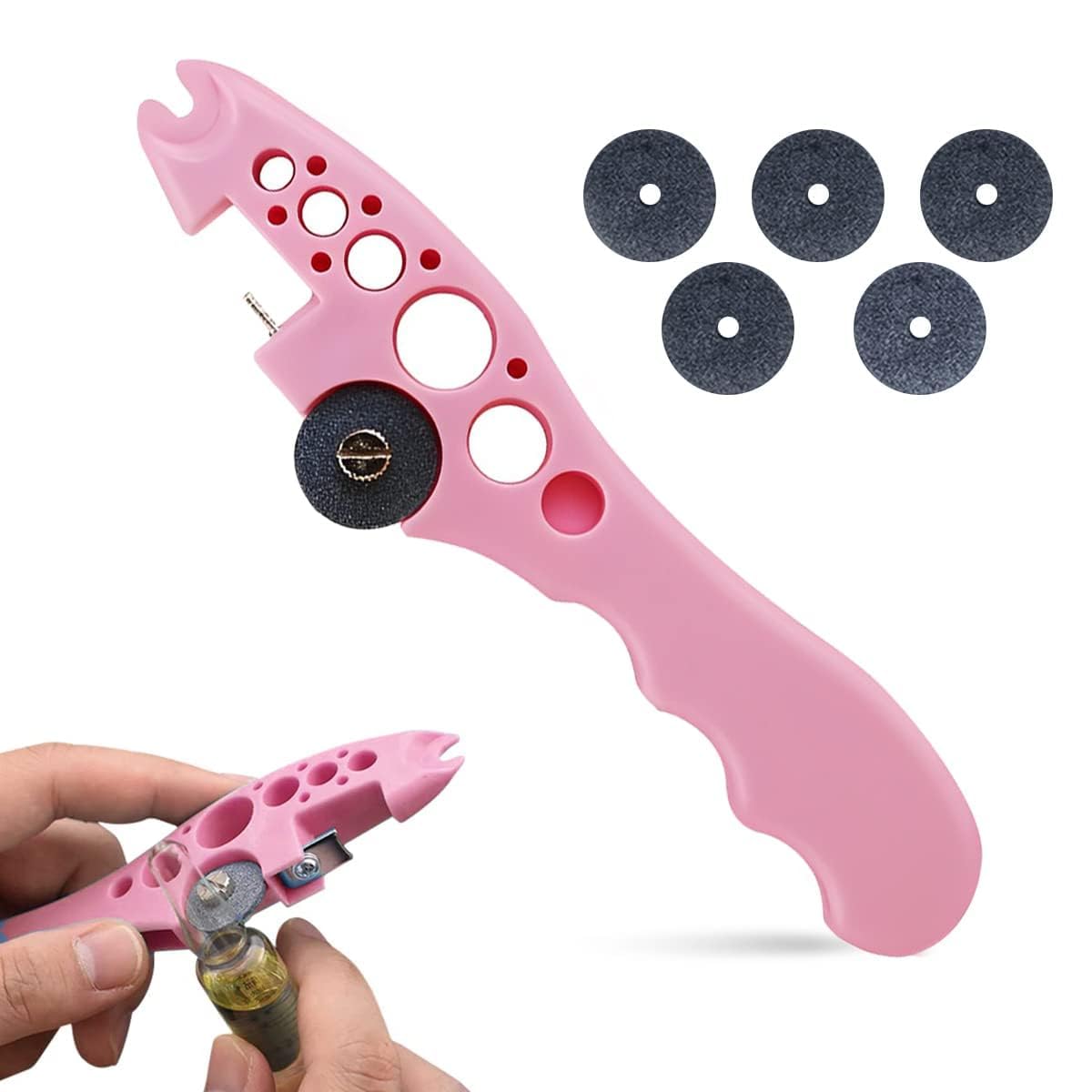 GLADBACK Ampoule Cutter with Replaceable Grinding Wheels, Ampoule Cutter for Doctors, Glass Bottle Cutter, Ampule Breaker, Suitable for Home Daily or Medical Use, Cut The Ampoule (Multicolor)