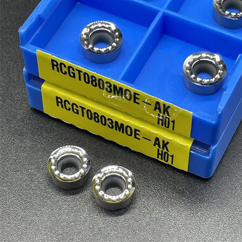 10pcs RCGT0803MO RCGT10T3MO AK RCGT1204MO AK H01 Carbide CNC Lathe Turning Round Insert Aluminum Alloy Tools Processing Aluminum(RCGT0803MOE AK)
