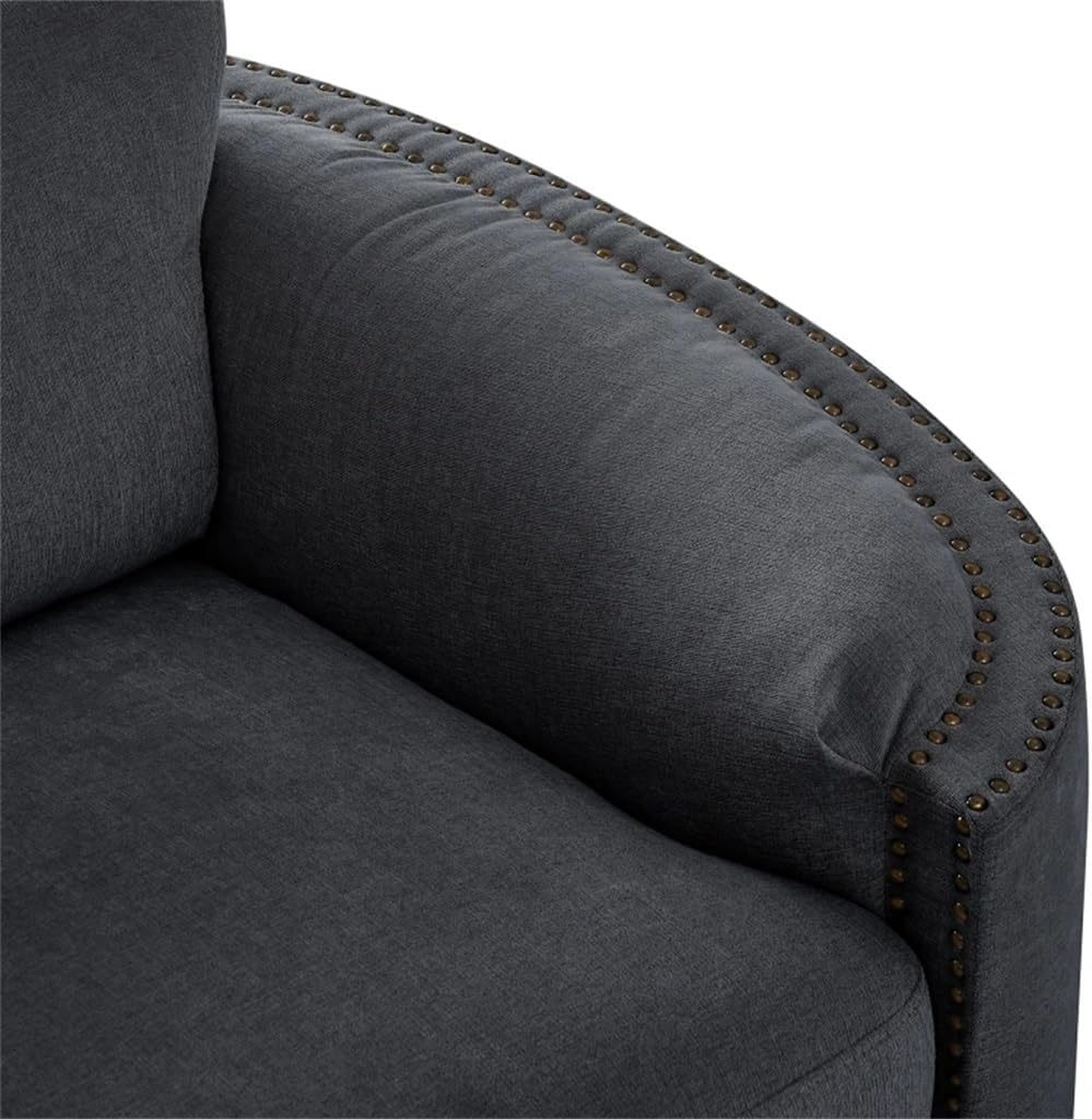 Sofa with Semilunar Arm, Rivet Detailing, and Solid Frame for Living Room, Bedroom, Apartment