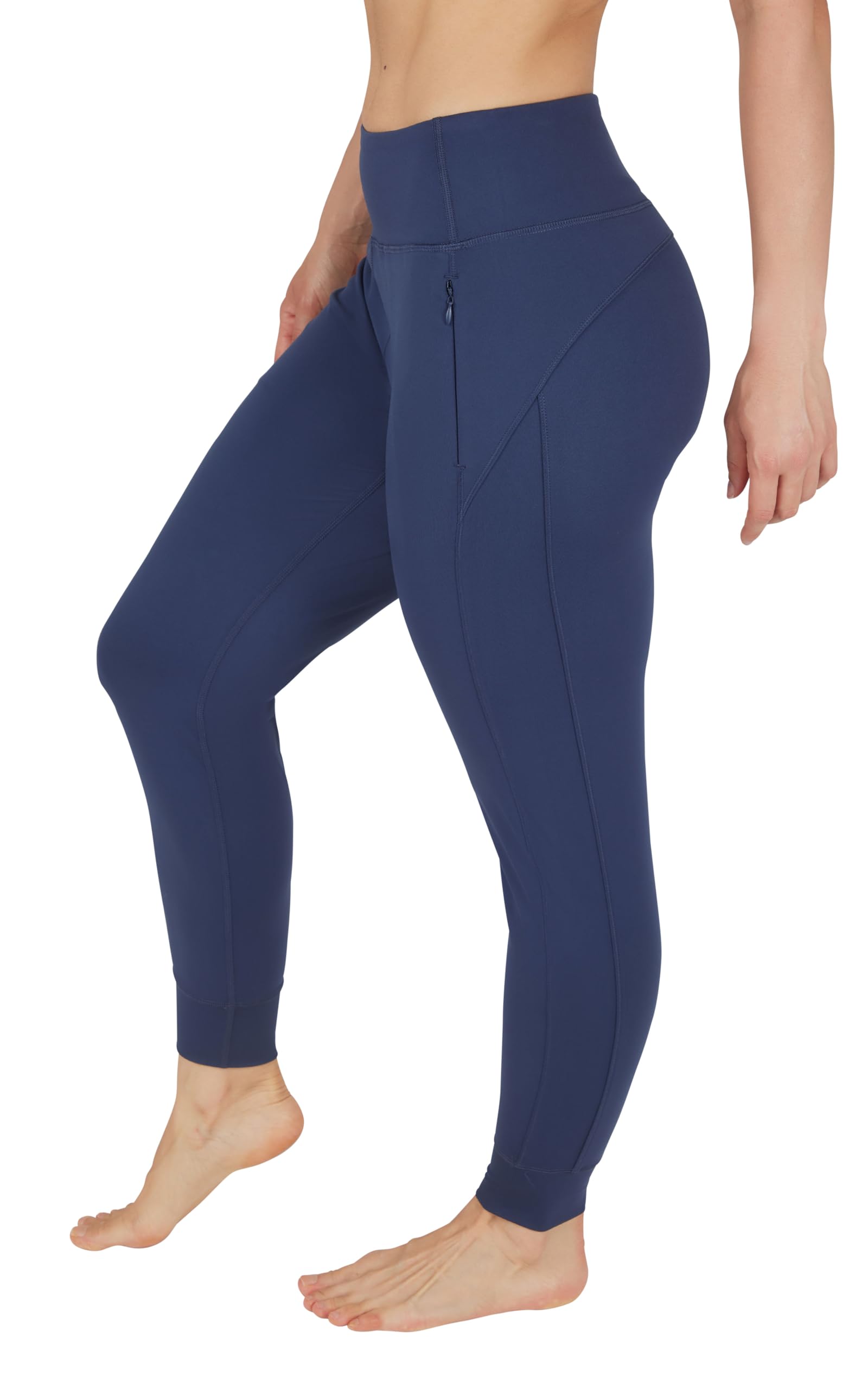 90 Degree by Reflex Womens Jogger Pants Athletic High Waisted Running Sweatpants Workout Jogger with Zippered Pockets, Mood Indigo, Large