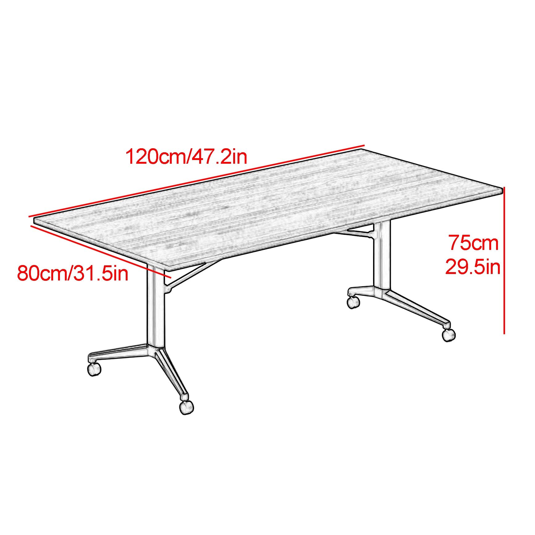 Tragbarer, Klappbarer Konferenztisch mit Rollen, 120 X 80 cm, Großer Büro-Seminartisch für Besprechungen, Meetings und Veranstaltungen, Gelb