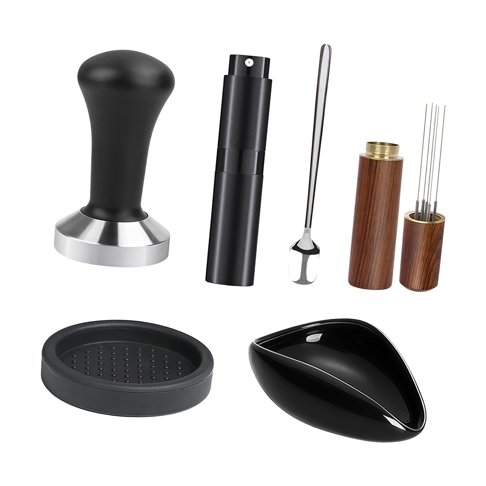 Kalttoy Stainless Steel and Wooden Coffee Distributor Tamper Leveling Tool with Ergonomic Handle Perfect for 53mm 54mm Portafilters Coffee Tamper